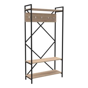 Shoe cabinet Navis Hm18188 melamine in Sonama-black metal structure 90x34x180hcm