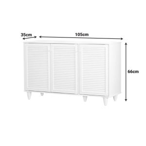 Ronan shoe cabinet in white color 105x35x66cm