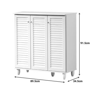 Шкаф за обувки Santo 16 чифта в бял цвят 89.5x34.5x91.5см