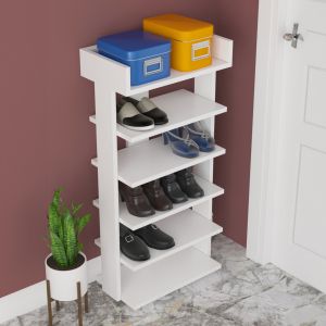 Riber melamine shoe cabinet in white color 73x30x142hcm Hm18191