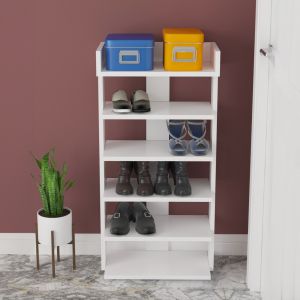 Riber melamine shoe cabinet in white color 73x30x142hcm Hm18191