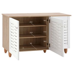 3-door melamine shoe cabinet, sonoma/white Hm2211.06