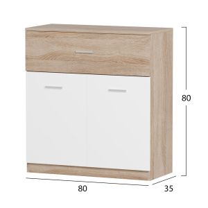 Shoe cabinet with drawer Dionne Hm4362 melamine in sonama-white 80x35x84hcm.