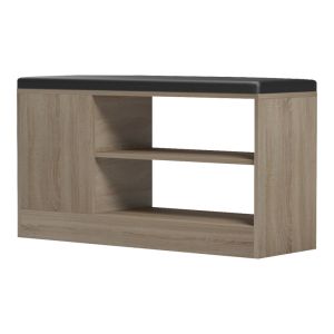 Shoe cabinet-stool Deboule for 8 pairs of shoes in Sonoma-black color 90x30x46cm
