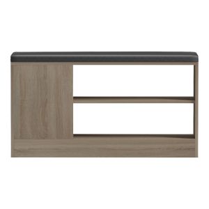 Shoe cabinet-stool Deboule for 8 pairs of shoes in Sonoma-black color 90x30x46cm