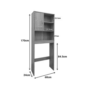 Шкаф за пералня Tazien в бяло 60x24x168.5 см