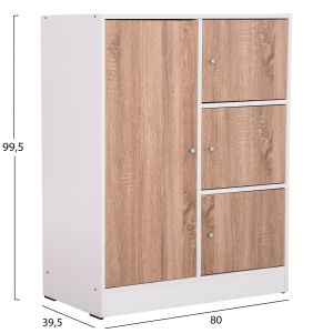 Шкаф с 4 места за съхранение Matin Hm2479.01 дъб сонама-бял меламин 80x39.5x99.5hcm.