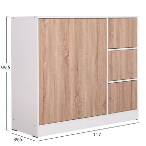 Шкаф с 4 места за съхранение Matin Hm2480.01 дъб сонама-бял меламин 117x39.5x99.5hcm.