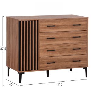 Cabinet chest of drawers Harry series natural wood color-black base 110x46x87.5hcm Hm18009.01