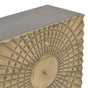 Шкаф-бюфет Golden Eye мангово дърво масив златен метален обков 75х35х80cm