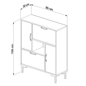 Medy melamine sideboard in white-white legs 86.5x30x109hcm Hm18187