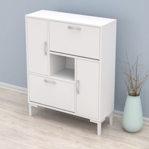Medy melamine sideboard in white-white legs 86.5x30x109hcm Hm18187