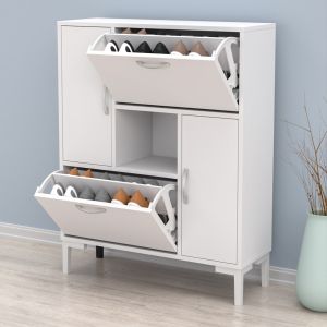 Medy melamine sideboard in white-white legs 86.5x30x109hcm Hm18187