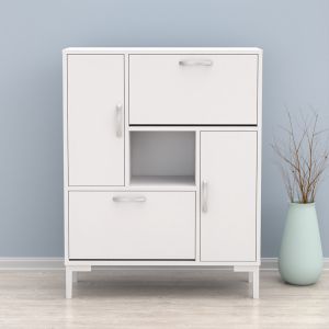 Medy melamine sideboard in white-white legs 86.5x30x109hcm Hm18187