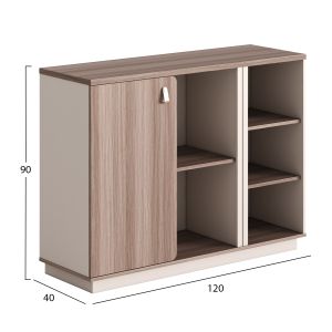 Шкаф/библиотека серия Superon Hm2142 меламин в бежово и естествено дърво 120x40x90всм