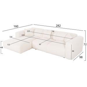 Corner (left) sofa Bricken Hm3275,02l white fabric 110-282x98-160x72hcm