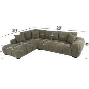 Corner (left) sofa Coven Hm3266,04l green fabric 298x102-208x85hcm