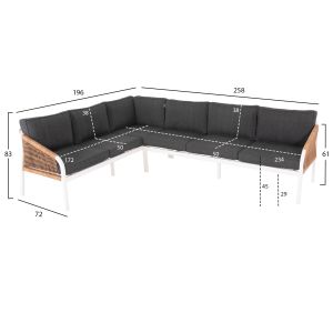Corner garden set Maerly ,01 white aluminum-anthracite cushions-beige synthetic rope Hm6140