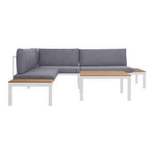 Ъглов градински сет от 3 части Puebla бял цвят 270x220x77см
