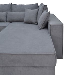 Corner double-sided sofa Venzie gray fabric 283x214x83cm