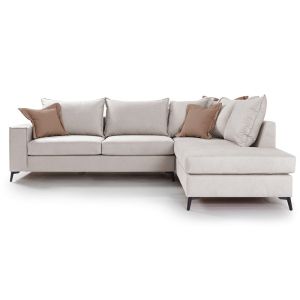 Corner sofa Boston with cream textile fabric 290x235x95cm