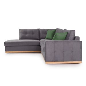 Corner sofa Boston with textile fabric in anthracite and green 280x225x90cm