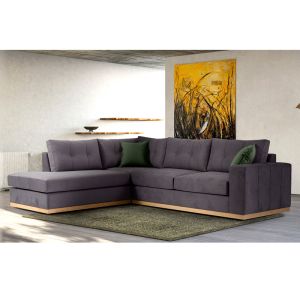 Corner sofa Boston with textile fabric in anthracite and green 280x225x90cm