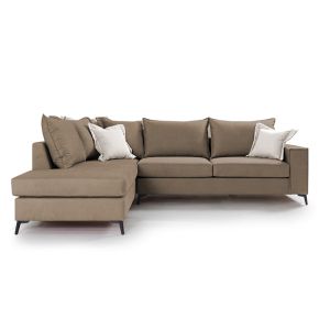 Corner sofa Boston with textile fabric, mocha color 290x235x95cm