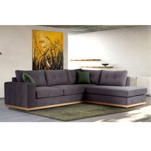 Corner sofa Boston with textile fabric, dark gray/dark green, 280x225x90cm