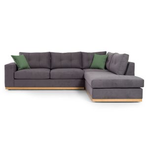 Corner sofa Boston with textile fabric, dark gray/dark green, 280x225x90cm
