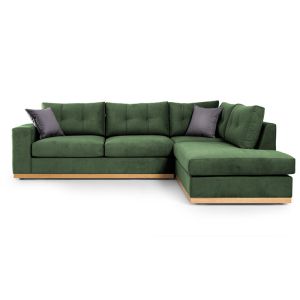 Corner sofa Boston with dark green textile fabric 280x225x90cm