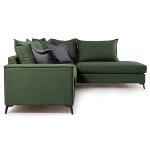 Corner sofa Boston with dark green textile fabric 290x235x95cm