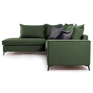 Corner sofa Boston with dark green textile fabric 290x235x95cm