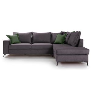 Corner sofa Boston with dark gray textile fabric 290x235x95cm