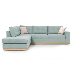 Corner sofa Boston with light green textile fabric 280x225x90cm