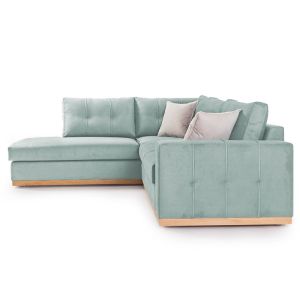 Corner sofa Boston with light green textile fabric 280x225x90cm