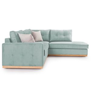 Corner sofa Boston with light green textile fabric 280x225x90cm