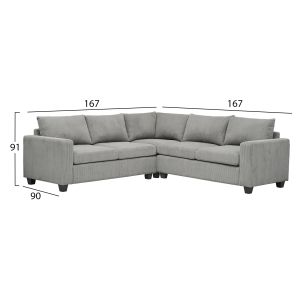 Ъглов диван Calder Hm3286.01 сив плат 254x254x90 (седалка)x91всм.