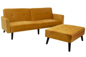 Corner sofa Livia Dream with stool yellow velvet