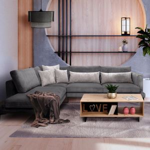 Corner sofa Lusero left dark gray with gray 300x230x88