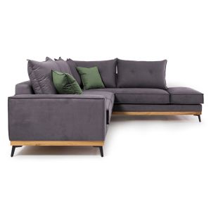 Corner sofa Luxury Ii Fabric with dark gray textile fabric 290x235x95cm