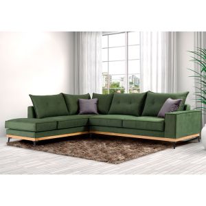 Corner sofa Luxury Ii with textile fabric, cypress color 290x235x95cm