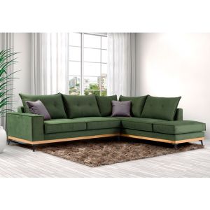 Corner sofa Luxury Ii with textile fabric, cypress color 290x235x95cm