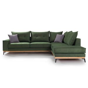 Corner sofa Luxury Ii with textile fabric, cypress color 290x235x95cm