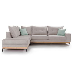 Corner sofa Luxury Ii with gray textile fabric 290x235x95cm