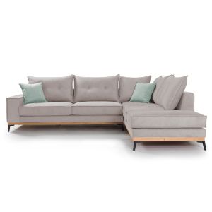 Corner sofa Luxury Ii textile fabric ivory 290x235x95cm
