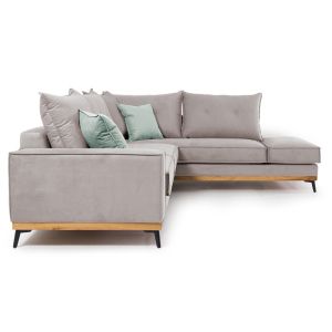 Corner sofa Luxury Ii textile fabric ivory 290x235x95cm