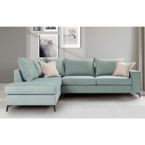 Corner sofa Romantic with light green textile fabric right corner 290x235x95cm