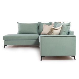 Corner sofa Romantic with light green textile fabric right corner 290x235x95cm