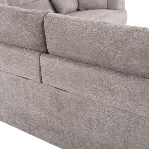 Corner sofa Symmetry beige-gray fabric anthracite legs 314x236x90-102hcm Hm3269,01